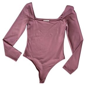 Babaton Contour Squareneck Long Sleeve Bodysuit Mauve Plum M Ballet Coquettecore